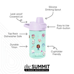 Summit Kids Plastic Water Bottle with Simple Flip Straw Lid
